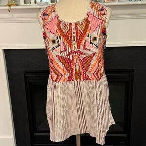 Dolan Anthropologie “Life Caught Collection” Embroidered Boho Peplum Top –Size S